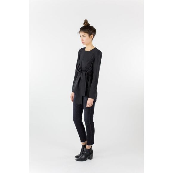 JUST FEMALE Sunday Blouse Tie Detail in Black - Picture 14 of 14